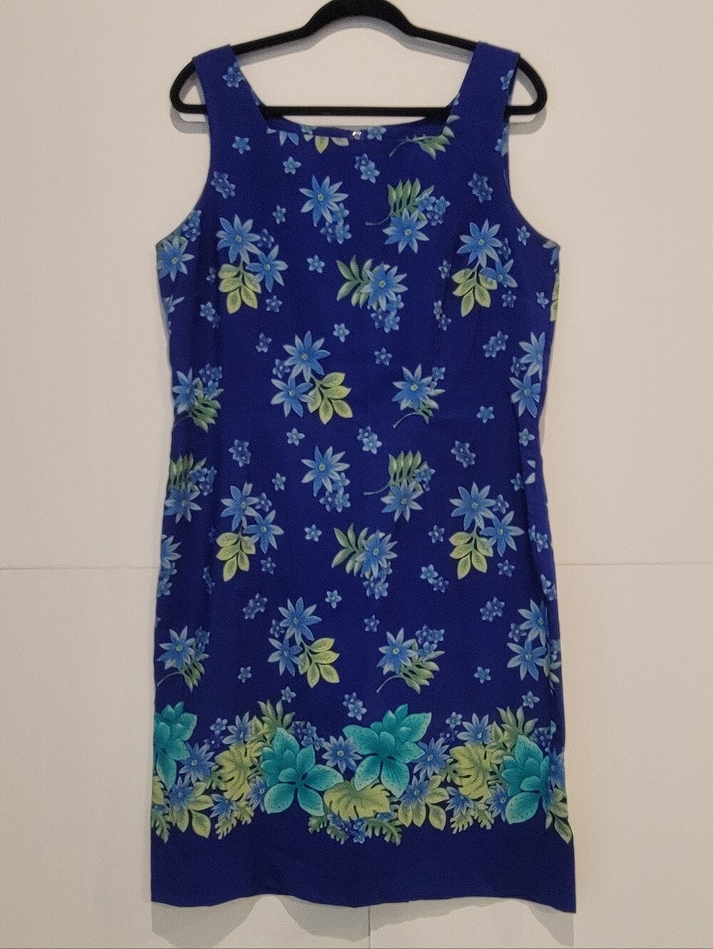 Sag Harbor Size 14 Blue Tropical Floral Sleeveless Midi Dress